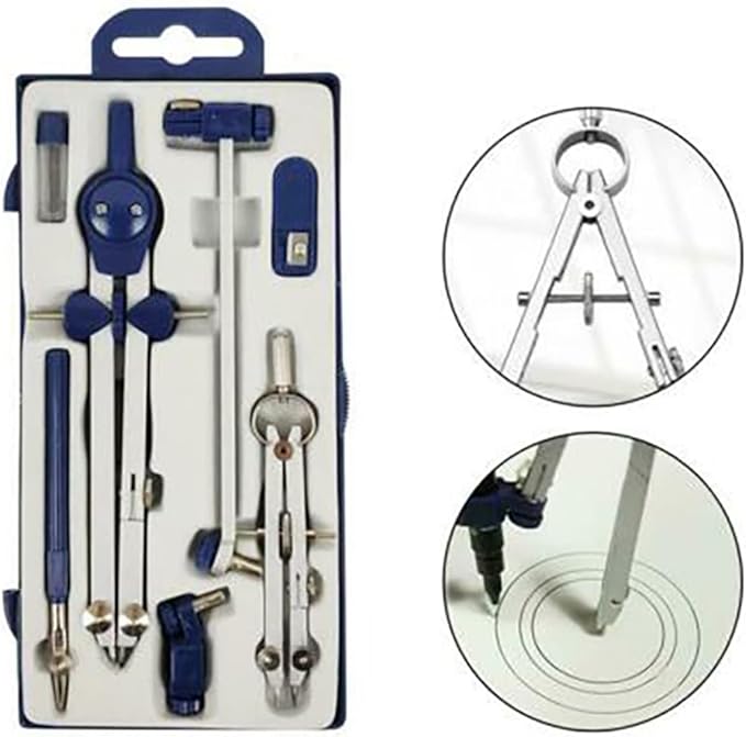 BABETT Drawing Compass Drafting Tools Compass Drawing Set Professional High Precision Metal Compass Pencil Compass Drawing Set Office Stationery Compass Indexer Math Ruler Kit