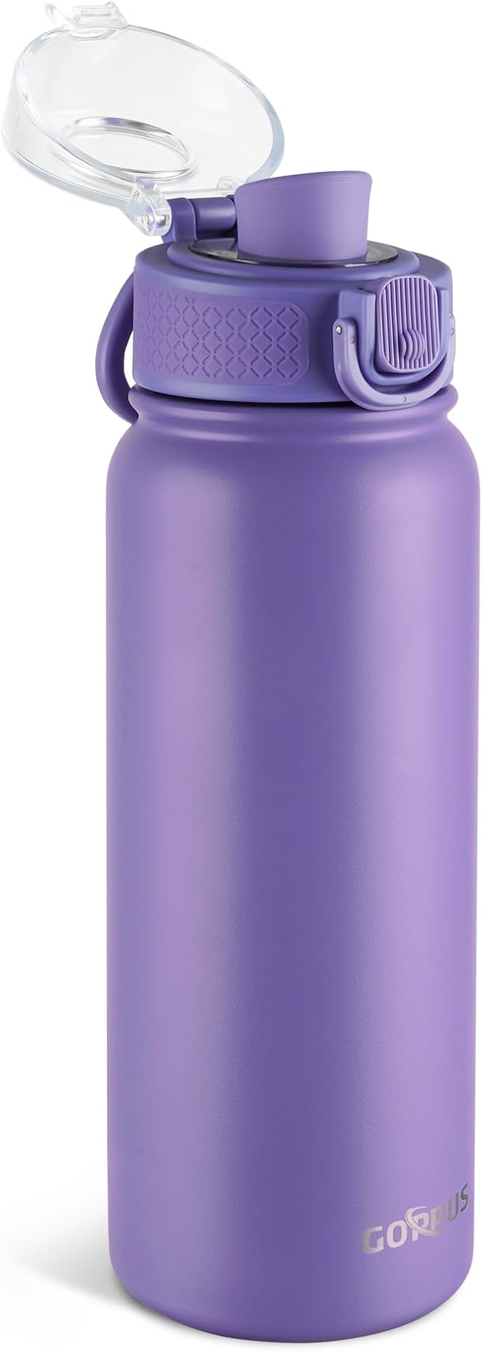 GOPPUS Insulated Water Bottle 20oz Stainless Steel BPA-Free Sports Bottle Ideal for School and Travel Silicone Spout Lid Prevents Leaks, Sweat, and Dust (Purple)