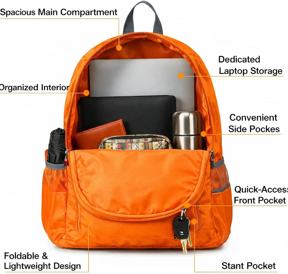 Haneulbit Foldable Backpack, Lightweight Backpack and Waterproof Backpacks for Travel and Hiking