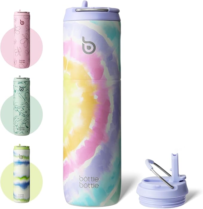 BOTTLE BOTTLE Insulated Water Bottle 24oz with Straw Lid and Handle Sports | for Travel Gym school,Stainless Steel Water Bottles,Double-Wall,Vacuum Metal,Leak Proof,BPA-Free