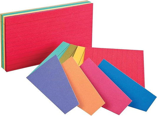 Oxford Extreme Index Cards, 3 x 5 Inches, Assorted Colors, 100 per pack (04736)