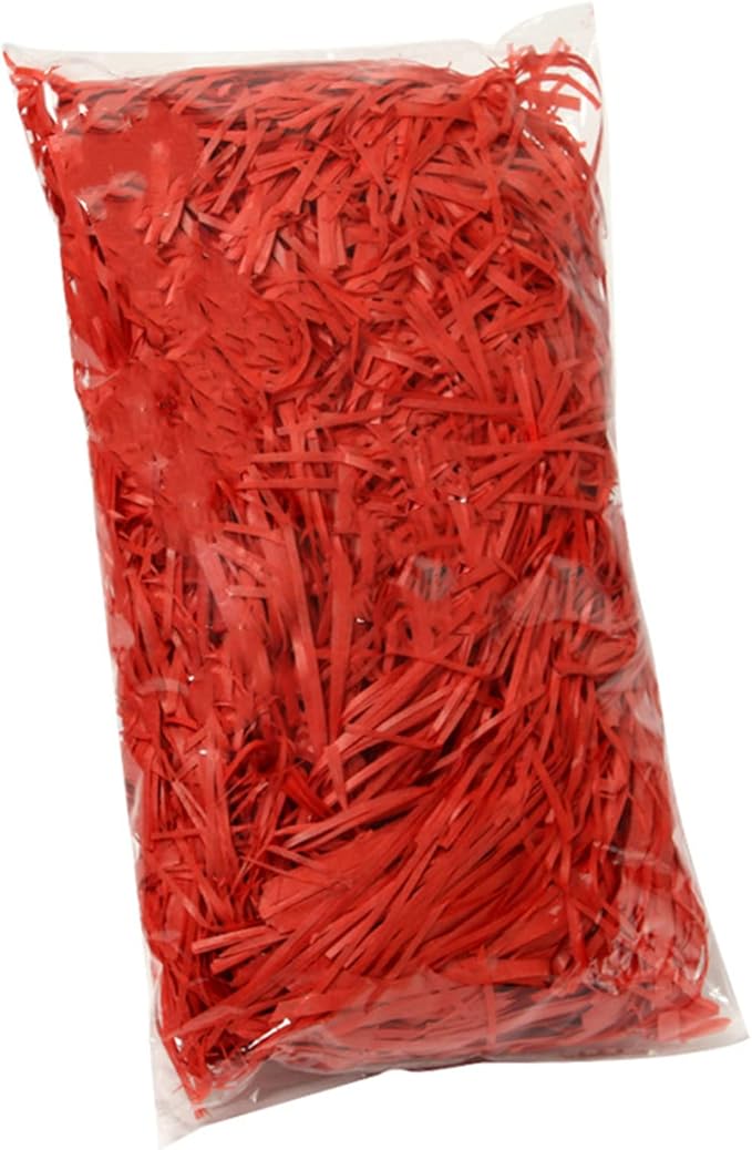 Raffia Paper Shreds, 100g Shredded Paper for Gift Box, Crinkle Cut Paper Shred Filler for Gift Wrapping & Basket Filling(Red)