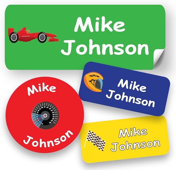120-ct Personalized Waterproof Name Labels – 3-Line Custom Stick-On Tags for Daycare & Camp – Dishwasher-Safe, Cute Pastel Designs, Pre-Cut