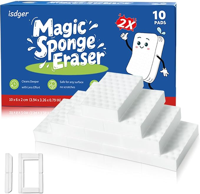 Glass Cooktop Cleaner Sponge, 2X Density Magic Sponge Eraser, 10 Pack