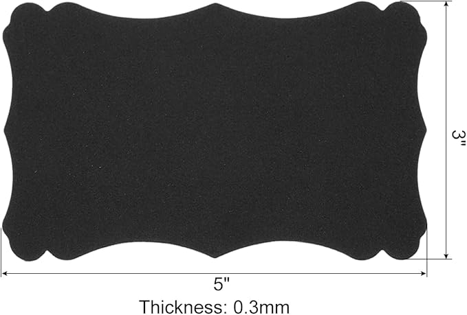 PATIKIL 3"x5" Blank Paper Business Cards, 120 Pack Small Index Flash Cards Words Message Note Card Mini Paper Tags Lace for DIY Gift, Black