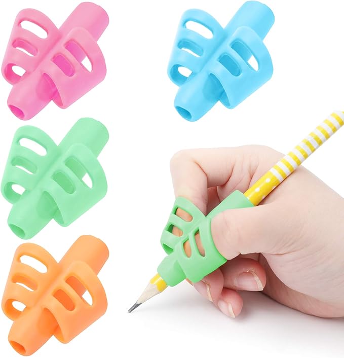 Pencil Grips for Kids Handwriting, 4 Pcs Toddler Pencil Grippers, Training Pen Grip Holder for Beginners Preschoolers Kindergarten Children