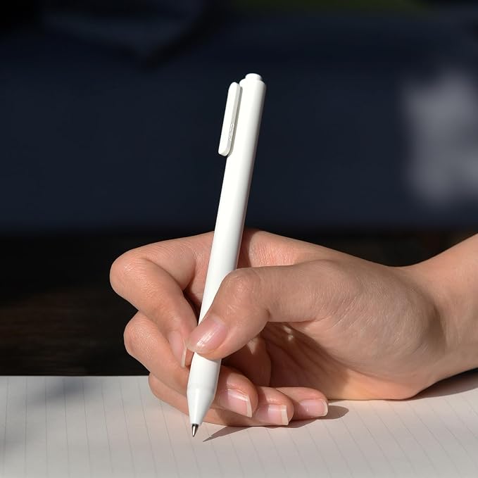 Kaco PURE White Gel Pens 0.7mm Black Ink 10 Count Quick Dry Smooth Writing | Aesthetic School Office Supplies Retractable Pens Low Center of Gravity