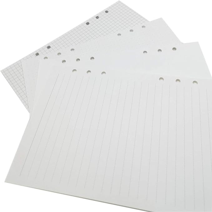 Zelten Refills/Loose Leaves for A6 Cover Ring Binder/Personal Organizer/Planner(A6 6 Holes, Ruled, Dotted, Blank, Squared 4 in 1)