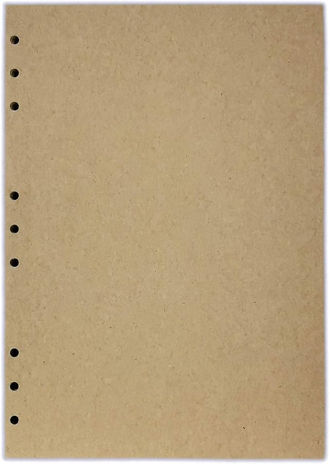 Zelten B5 Brown Refill Paper 9 Hole Punched, 100gsm Thick, 7.2"x10.1"(182x257mm) 26 Sheets, Loose Leaf Journal Inserts for Ring Binder Planner