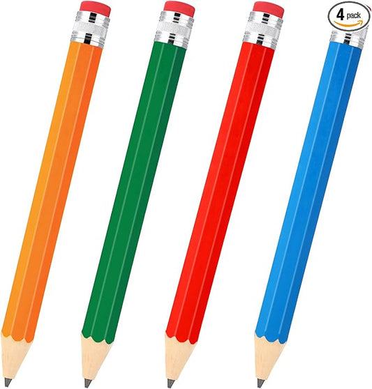 Gersoniel 4 Pack 14 Inch Wooden Jumbo Pencils Big Giant Large Huge Wood Pencil Prop with Eraser Novelty Funny Pens Gag Gifts for Office Classroom School Favors Supplies(Blue, Red, Green, Yellow)