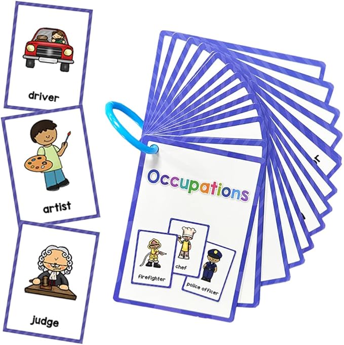 Lachilly Occupations English Learning Flashcards, High Frequency Words, Beginning Reading, Kindergarten ESL Teaching Materials, Autism Learning Materials, Vocabulary Building, 15 Cards, 28 Words