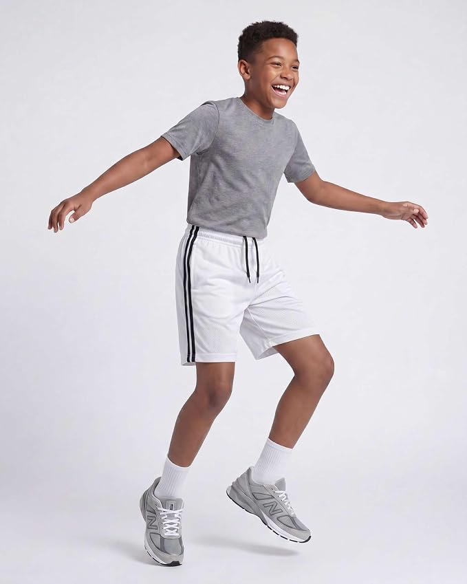 Real Essentials 5 Pack: Boys' Mesh Basketball Athletic Shorts with Pockets – Teen Kids Youth Quick Dry Soccer Running Gym