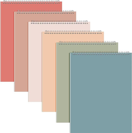 Resurhang 6 Pack 8.5 x 11'' Office Steno Book Double-sided Spiral Steno Books College Ruled White Paper 70 Sheets/Pad Pastel Colors Covers for School Office(Assorted Color,Classic Style)