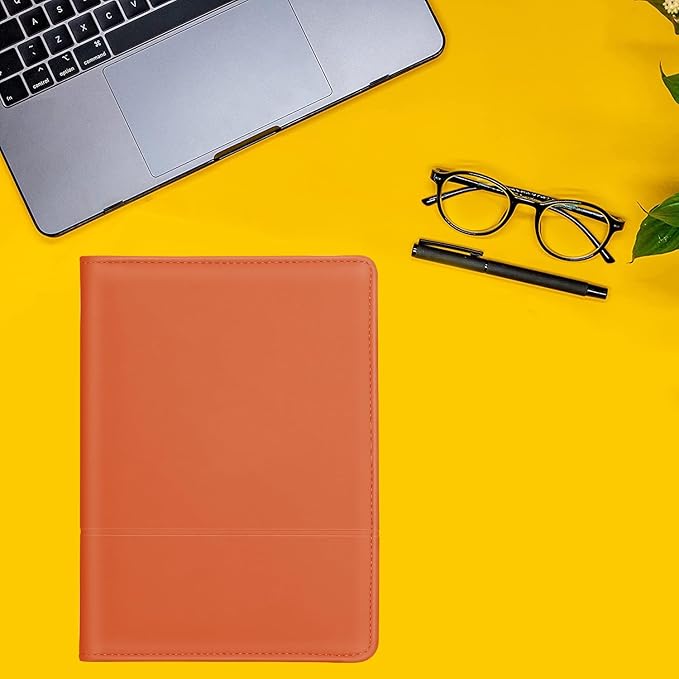 Padfolio/Portfolio Binder, Mini Padfolio Portfolio Binder 5 x 8 Legal Writing Pad, A5 Document Organizer Folder for Men Women.Orange.