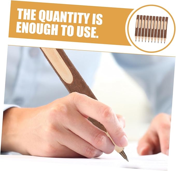 COHEALI Wood Ballpoint Pens 10pcs 17cm Tree Bark Small Writing Pens Portable Comfortable Grip Natural Biodegradable Office School Supplies