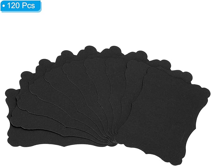 PATIKIL 3.7"x2.4" Blank Paper Business Cards, 120 Pack Small Index Flash Cards Words Message Note Card Mini Paper Tags Lace for DIY Gift, Black