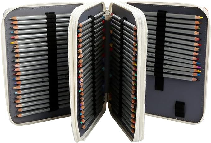 Portable Colored 120 Slots Pencil case Organizer with Printing Pattern for Watercolor Pencils, Pencil Case Organizer for Artist