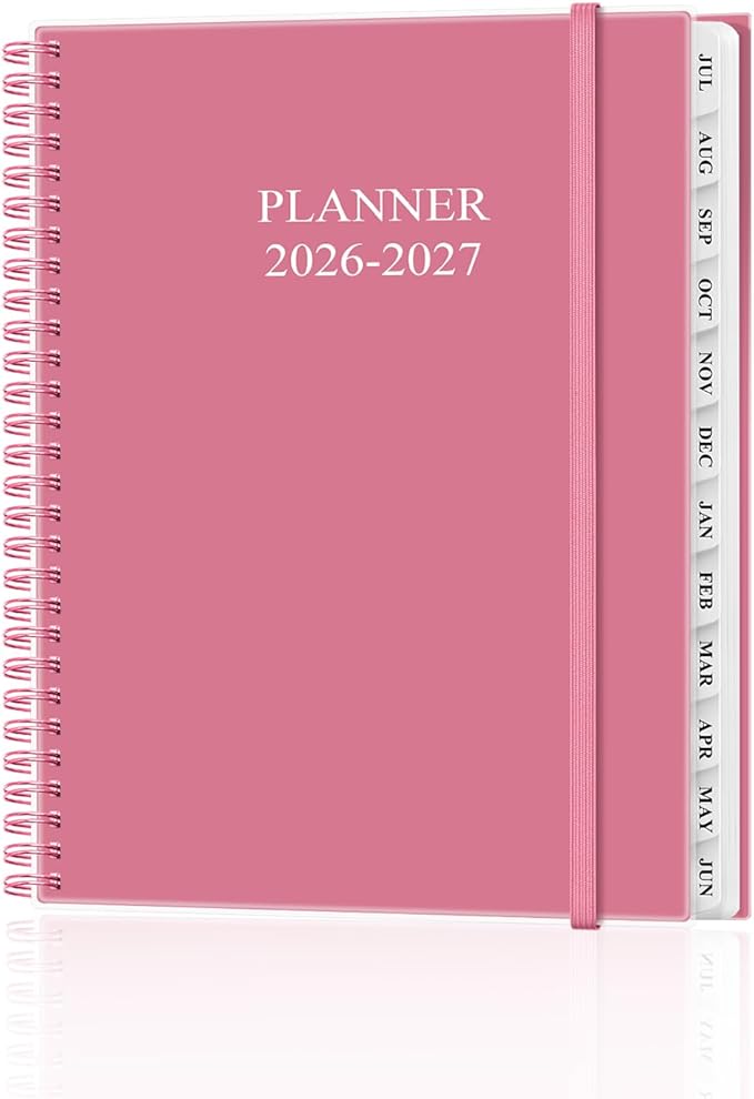 Academic Planner 2026-2027 - Weekly & Monthly Planner from July 2026 to June 2027, Agenda 2026 2027 with Inner Pocket, Elastic Band, 8.5" x 11", Pink