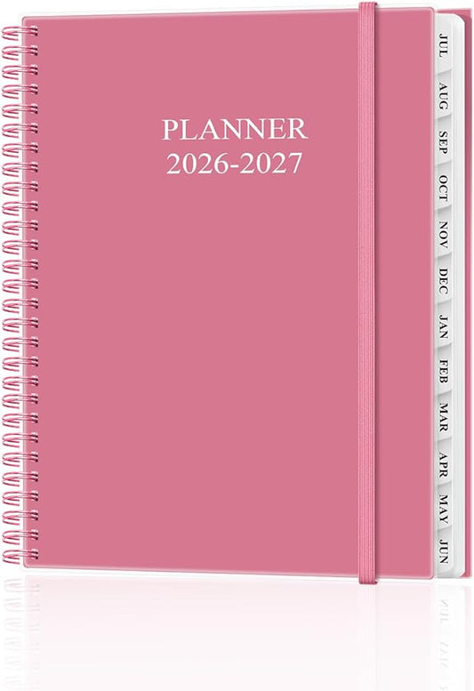Academic Planner 2026-2027 - Weekly & Monthly Planner from July 2026 to June 2027, Agenda 2026 2027 with Inner Pocket, Elastic Band, 8.5" x 11", Pink