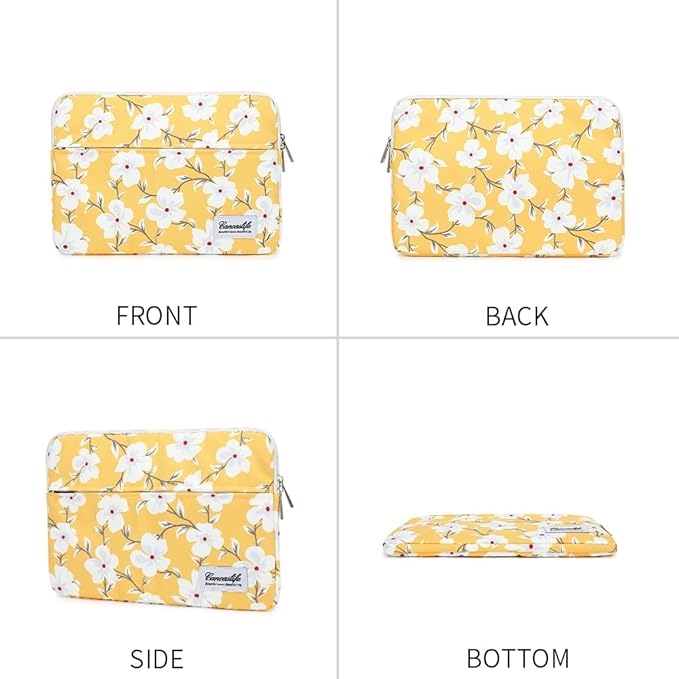 Canvaslife Pattern 13 inch Canvas Laptop Sleeve with Pocket 13 inch 13.3 inch Laptop 13 case13 Sleeve (Yellow Flower)