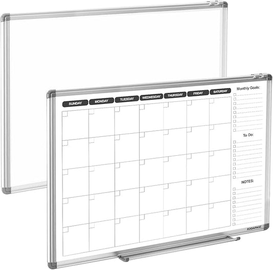 Whiteboard Dry Erase Calendar for Wall, Weekly & Monthly Planner, 36" x 24", Double-Sided, for Office, Home and School
