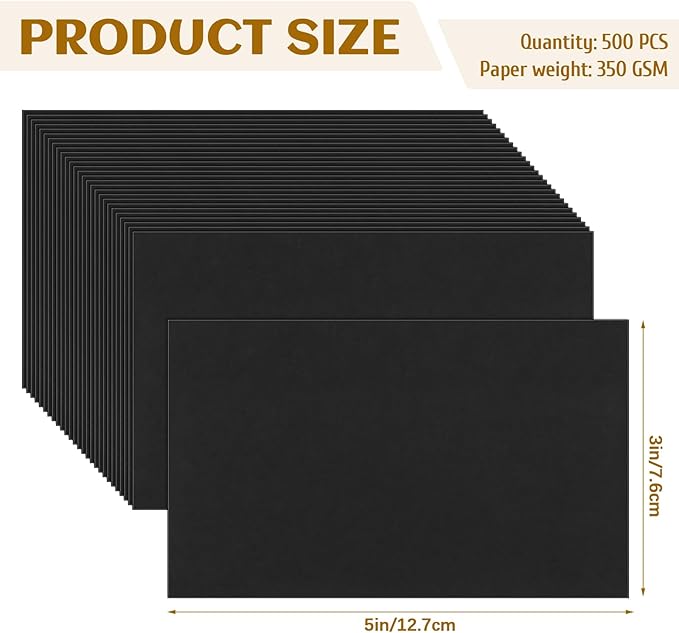 Bercoor 500 Pieces Blank 3 x 5 Inch Index Cards, Heavy Note Cards Study Cards for Office, School Learning, Black