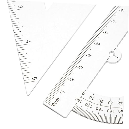 NUOBESTY 2Sets Clear Ruler Set Geometry Ruler and Protractor Kit Transparent Triangular Drafting Tools for Math Teaching and Drawing Lightweight and Portable