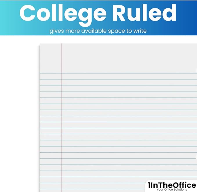 1InTheOffice Spiral Notebook College Ruled 8.5 x 11, 3-Subject College Ruled Notebooks, Wirebound Spiral Notebooks, 3-Hole Punched, 120 Sheets, Black, 4 Pack