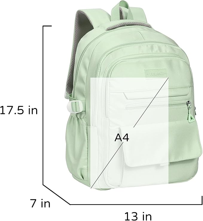 Phaoullzon Boys School Backpack for Girls, College Aesthetic Laptop Bookbag for Travel,Green