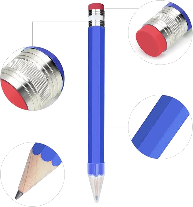 Giant Pencil, 14 Inch Big Jumbo Pencils, Funny Oversized Huge Comically Large Pencil with Cap for Prop/Gifts/Decor(Blue/Pink)
