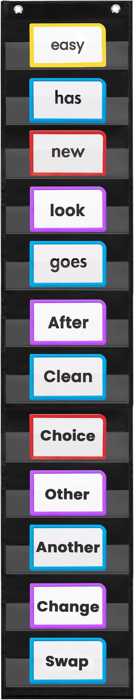 Essex Wares - 9" Wide x 56" Tall Pocket Chart, Black - Sturdy Pocket Chart for Classroom for Sentence Strips - Easy to Use & Hang, Reusable Black Pocket Chart