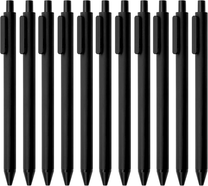 Kaco Gel Pens 0.5 mm Fine Point Black Ink 10PCS, Quick Dry Smooth Writing | Aesthetic School Office Supplies Retractable Pens Low Center of Gravity