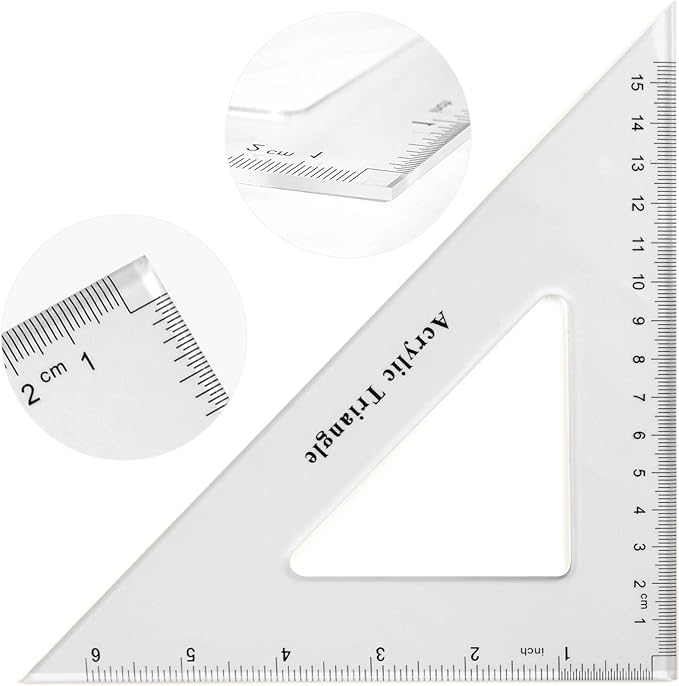 Coopay Large Triangle Ruler Set Square, 30/60 and 45/90 Degrees, Triangle Hollow