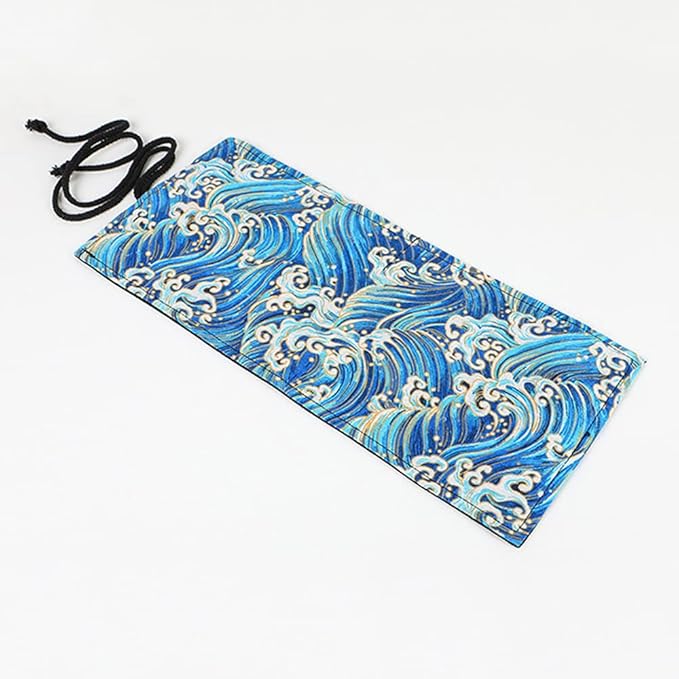 DIYOMR 24/36/72 Slots Pencil Wrap Pencil Rolls, Artist Colored Pencils Roll Up Bag Short Brushes Pouch Case Pencils Organizer for Drawing Coloring and Sketching (Blue Ocean, 72slots)