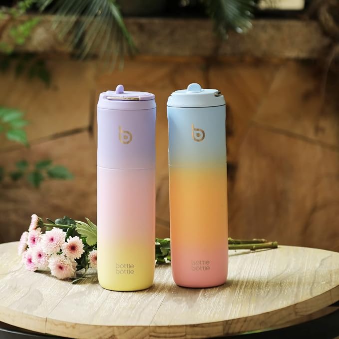 BOTTLE BOTTLE Insulated Water Bottle 24oz with Straw Lid and Handle Sports | for Travel Gym school,Stainless Steel Water Bottles,Double-Wall,Vacuum Metal,Leak Proof,BPA-Free