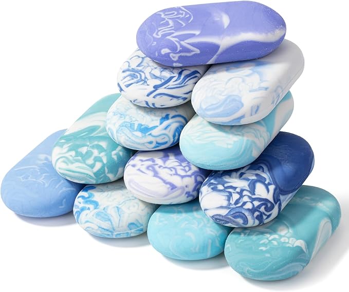 Mr. Pen- Marble Pencil Erasers, 12 Pack, 1" x 2", Soft Rubber Marble Pencil Erasers for School, Office, Art Sketching, Homework, Exams, Clean Smudge-Free Correction