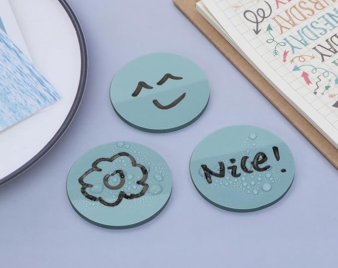 ONLYKXY 3 Pack Round Transparent Sticky Notes 1.77inch Waterproof Self-Stick Book Tabs 150 Sheets PET Markers Sticky Notes Pad (Greyish Green)