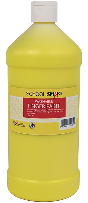 School Smart Washable Finger Paint, Yellow, 1 Quart Bottle