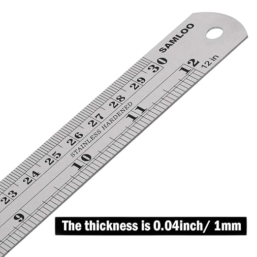 Stainless Steel 12 Inch Ruler Kit with Conversion Table and Metric Straight Edge