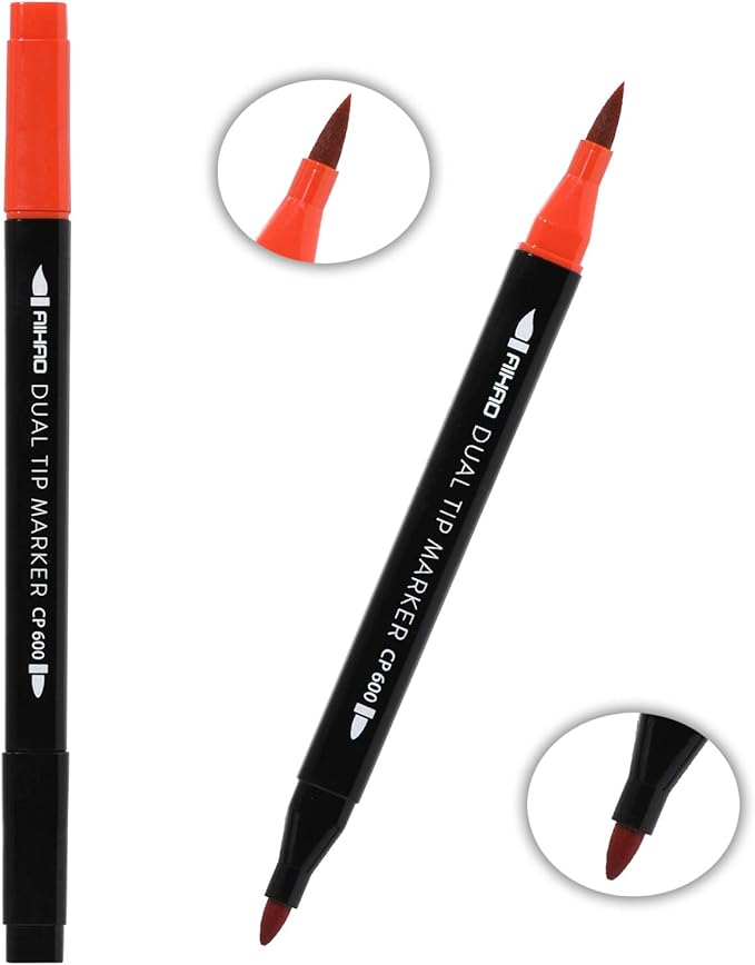 Markers for Kids,Dual Tip Markers Set, Brush & Fine Tips, 36 Pack, Super Washable Marker With Stand Portable Box, Coloring, Doodling, Sketching, Art Supplies for Drawing, Journaling