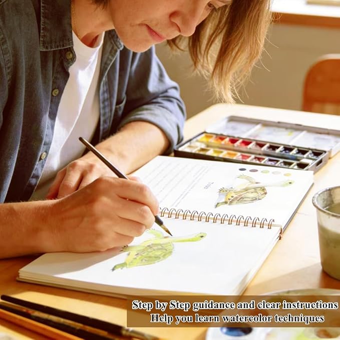 Watercolor Workbooks with Sketches, Beginner Friendly Water Coloring Book Watercolor Paint Set Art Crafts Painting Kit Gift for Adults, Any Level Artist (Fruits, Without Paint Set)