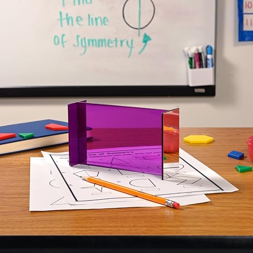 LEARNING ADVANTAGE - 7706 Reflective GeoMirror - Create Expert Drawings With This Easy Tracing Gadget - Mira-Style Geometry Tool - Trace Images and Shapes - Observe Reflections,