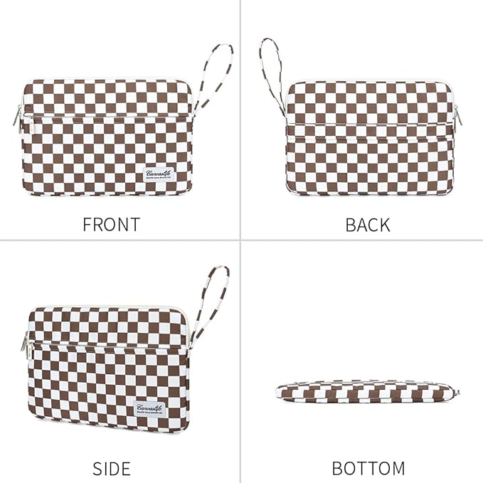 Canvaslife Laptop Sleeve Case Cover with Pocket for MacBook Pro 14 inch and 14 inch-14.4 inch HP, Lenovo, Dell, ASUS, Acer Notebook Computer (Brown Checker)