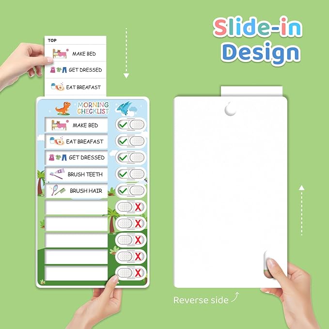 Upgraded 2 in 1 Bedtime/Morning Routine Chart - Magnetic Chore Chart for Toddlers, Cute Visual Schedule Board for Home, Kids Checklist to Do List ADHD Tools