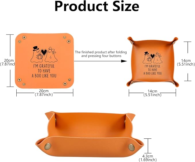 Boo Basket Stuffers for Women Men Spooky Basket Stuffers for Adults Weird Dark Romance National Girlfriends Day Gifts from Boyfriend Anniversary Leather Gifts for Couple Husband Wife Leather Tray