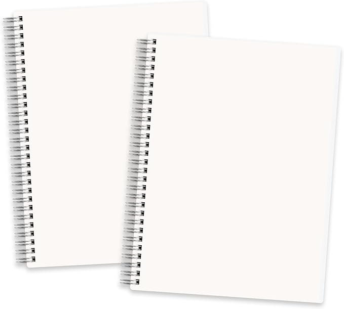 RETTACY Blank Journal Notebook, 2-Pack, 160 Pages per Pack, B5 Medium Size (7.6'' × 10''), 100 GSM Thick Paper, Spiral-bound, Flexible Plastic Cover, for Sketching, Drawing, Painting