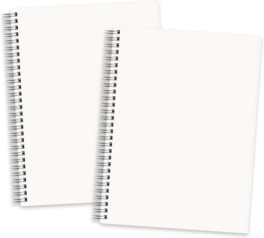 RETTACY Blank Journal Notebook, 2-Pack, 160 Pages per Pack, B5 Medium Size (7.6'' × 10''), 100 GSM Thick Paper, Spiral-bound, Flexible Plastic Cover, for Sketching, Drawing, Painting