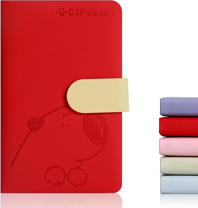 BOBO RABBIT Blank Journal Small Pocket Leather Notebook No Lines for Drawing Plain Sketch Book Cute Cartoon Capybara Unlined Journal for Travel Work School, 200 Pages, 3.7"X5.9"