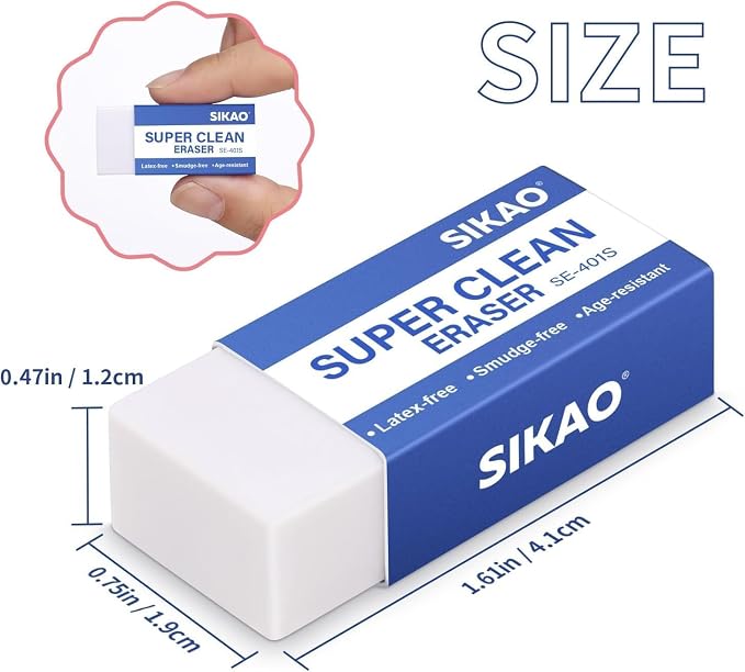 White Erasers, 120 Pack Block Pencil Erasers