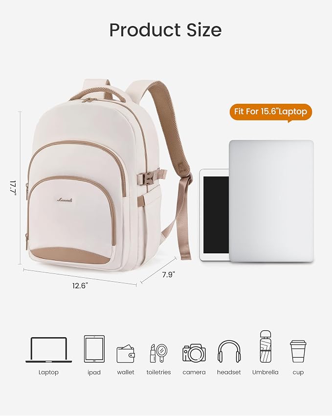 LOVEVOOK Laptop Backpack for Women, 15.6-Inch Work Backpack, College Bookbag Casual Personal Item Travel Bag Business Computer Daypack for Teacher Nurse, Gift